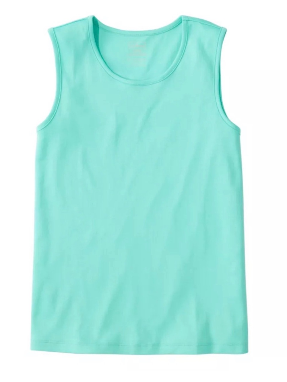 L.L. Bean Pima Cotton Tee Shell, Sleeveless Scoop Neck, Fair Aqua, L